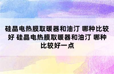 硅晶电热膜取暖器和油汀 哪种比较好 硅晶电热膜取暖器和油汀 哪种比较好一点